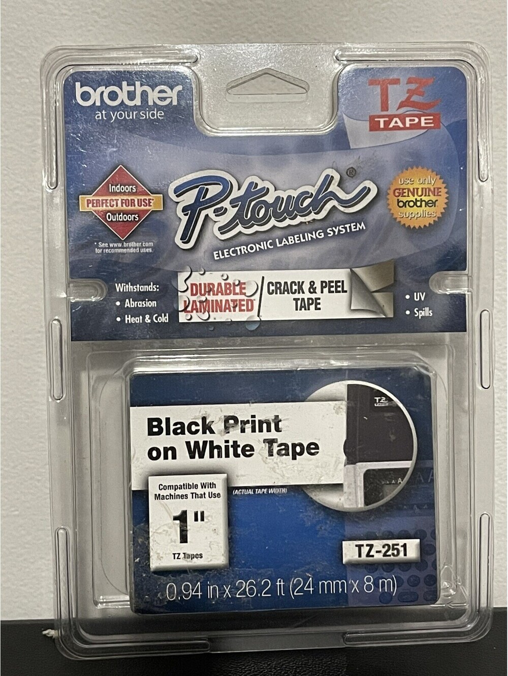 Genuine Brother P-Touch TZ-251 1" Black Print On White Label Tape New Sealed